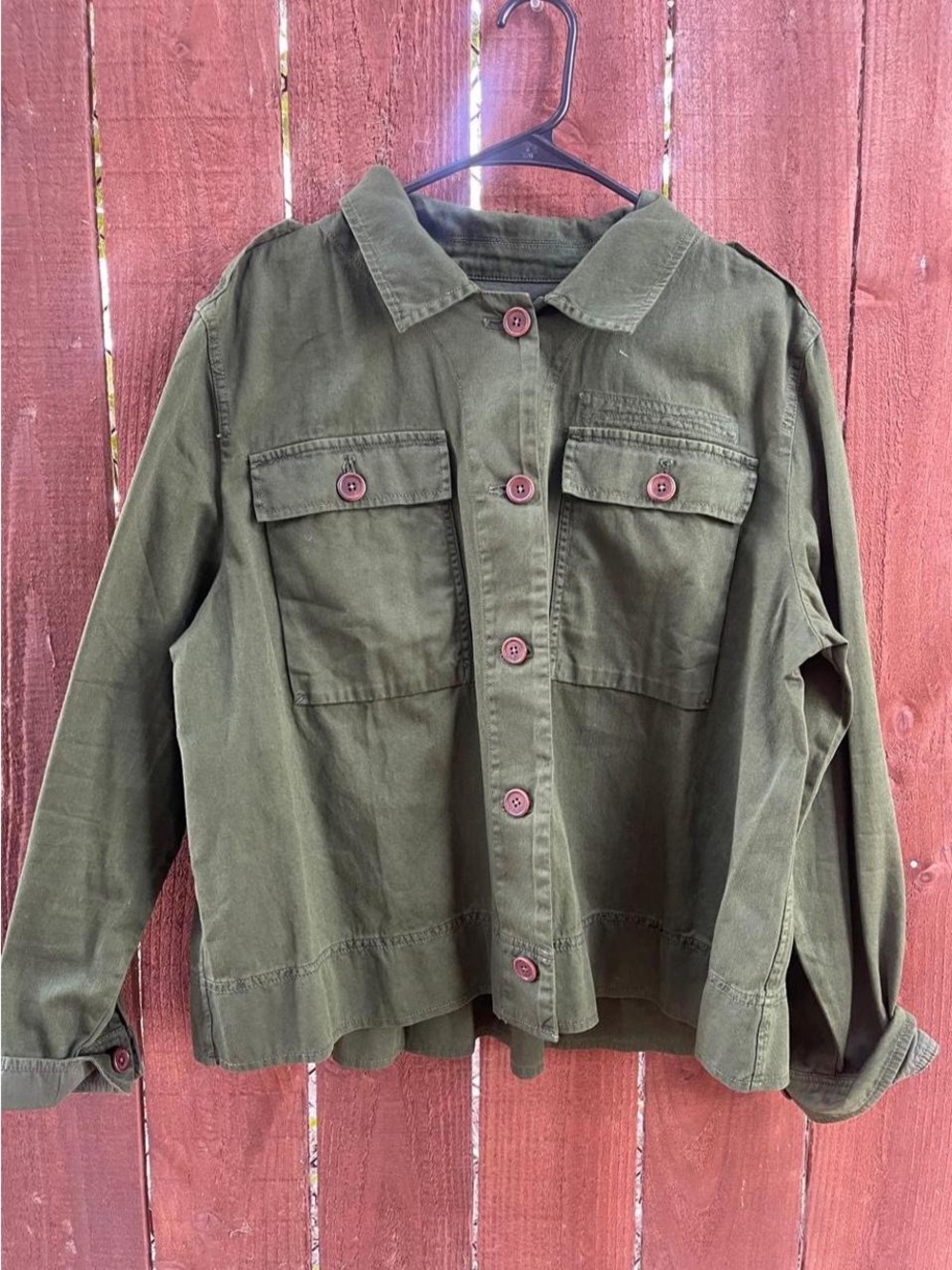 J.Crew Olive Green Pleated Back Button Front
Safari Lightweight Cotton Jacket XL